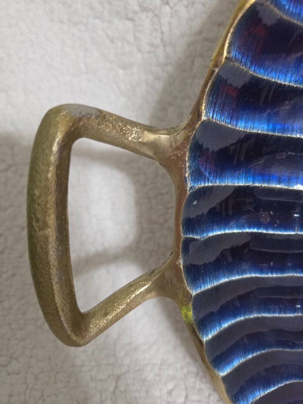 Cobalt Blue Metal Ribbed Ridged Dish - Picture 3 of 7